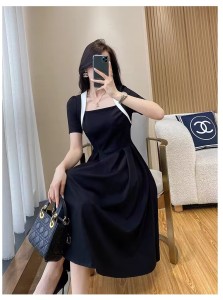 TR43278# 法式轻奢小众黑色晚礼服连衣裙夏季新款高级感宴会显瘦小黑裙 服装批发女装批发服饰货源