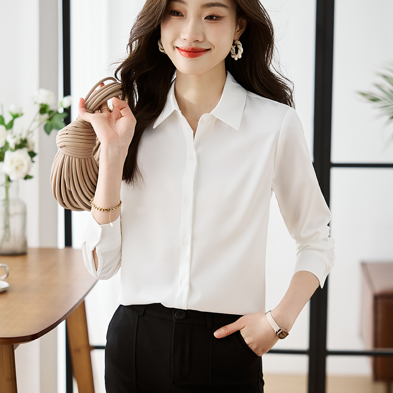 實拍 簡約高級感綠色緞面襯衫女職業面試襯衣設計感小眾上衣