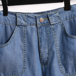 RM20403#天丝牛仔裤女夏大码高腰超薄款阔腿长裤宽松冰丝直筒垂感显瘦