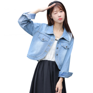 RM24304#韩系新款设计感小众夹克上衣正肩小个子水洗短款软牛仔外套女