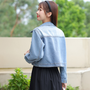 RM24304#韩系新款设计感小众夹克上衣正肩小个子水洗短款软牛仔外套女