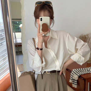 TR52963# 韩版新款设计感纯色长袖衬衣 服装批发女装批发服饰货源