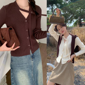 TR52962# 韩版设计感小众开衫长袖针织毛衣 服装批发女装批发服饰货源