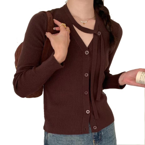 TR52962# 韩版设计感小众开衫长袖针织毛衣 服装批发女装批发服饰货源