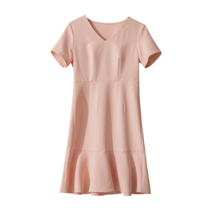 RM19475#V领鱼尾连衣裙