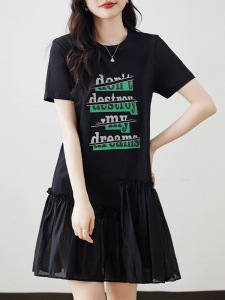RM19555#大码短袖T恤裙女夏季2023新款遮肚子减龄时尚洋气爆款休闲连衣裙