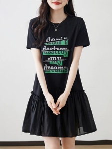 RM19555#大码短袖T恤裙女夏季2023新款遮肚子减龄时尚洋气爆款休闲连衣裙