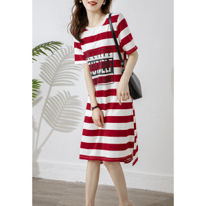 RM19486#条纹印花连衣裙