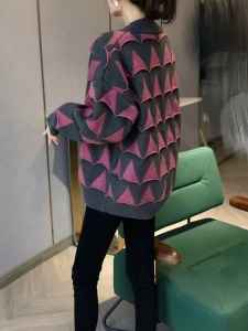 TR51347# 粉红色针织外套女设计感小众时尚小香风上衣秋季新款欧洲站 服装批发女装批发服饰货源