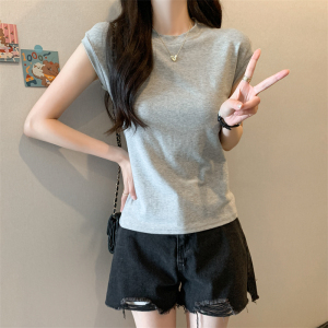 RM20670#喜你而欢气质修身短袖t恤百搭显瘦圆领上衣女