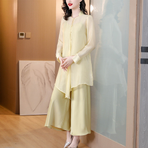 RM24245#复古新中式国风禅意绿色衬衫防晒衣吊带连衣裙套装夏季