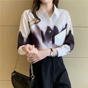 RM20368#秋季新款宽松个性扎染衬衫女设计感小众bf风衬衣