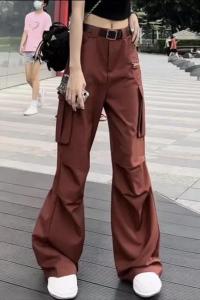 RM20950#炸街设计感工装裤女新款美式高腰宽松显瘦拖地裤休闲裤长裤