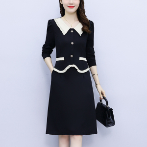 RM20806#大码女装2023秋季韩版假两件胖mm新款洋气妈妈显瘦遮肉连衣裙