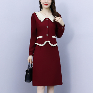 RM20806#大码女装2023秋季韩版假两件胖mm新款洋气妈妈显瘦遮肉连衣裙