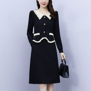 RM20806#大码女装2023秋季韩版假两件胖mm新款洋气妈妈显瘦遮肉连衣裙
