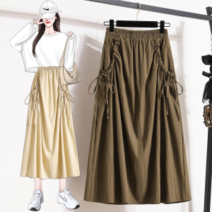 RM21085#裙子女夏季半身裙2023年新款时尚系带抽绳口袋a字裙