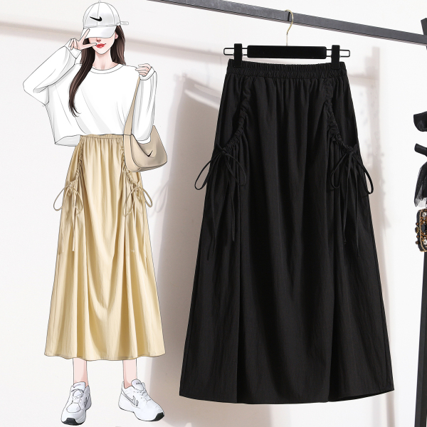 RM21085#裙子女夏季半身裙2023年新款时尚系带抽绳口袋a字裙