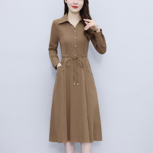 RM20802#衬衫领连衣裙女秋季2023年新款大码女装妈妈法式时尚气质修身裙子