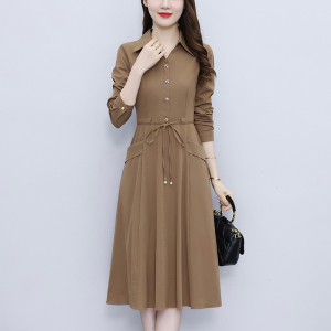 RM20802#衬衫领连衣裙女秋季2023年新款大码女装妈妈法式时尚气质修身裙子