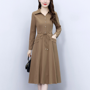 RM20802#衬衫领连衣裙女秋季2023年新款大码女装妈妈法式时尚气质修身裙子