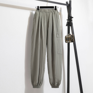 RM20408#灰色工装裤女夏季薄款阔腿直筒休闲设计感速干美式复古运动裤