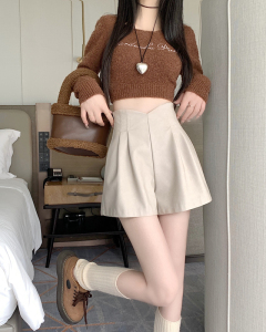 RM23595#新款pu皮裙短裤女生百搭修身显瘦裙子女