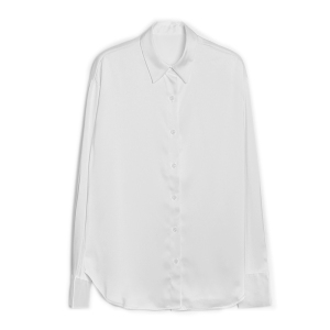 TR58011# 白色衬衫女设计感小众复古港味上衣垂感衬衣丝光缎面宽松韩版职业