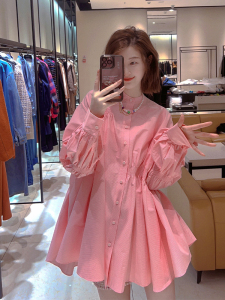 TR50527# 高级感新款法式甜美小众时尚独特别致超好看的上衣粉色衬衫女 服装批发女装批发服饰货源