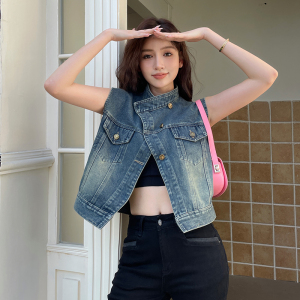 TR48632# 早秋新款设计感牛仔外套马夹上衣女百搭休闲柔软亲肤 服装批发女装批发服饰货源