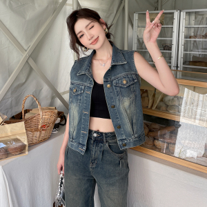 TR48631# 设计感经典复刻亲肤休闲牛仔上衣马夹外套女简约宽松 服装批发女装批发服饰货源