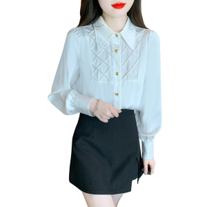 RM20921#长袖白衬衫女2023年秋季新款内搭衬衣小个子显瘦高级感上衣