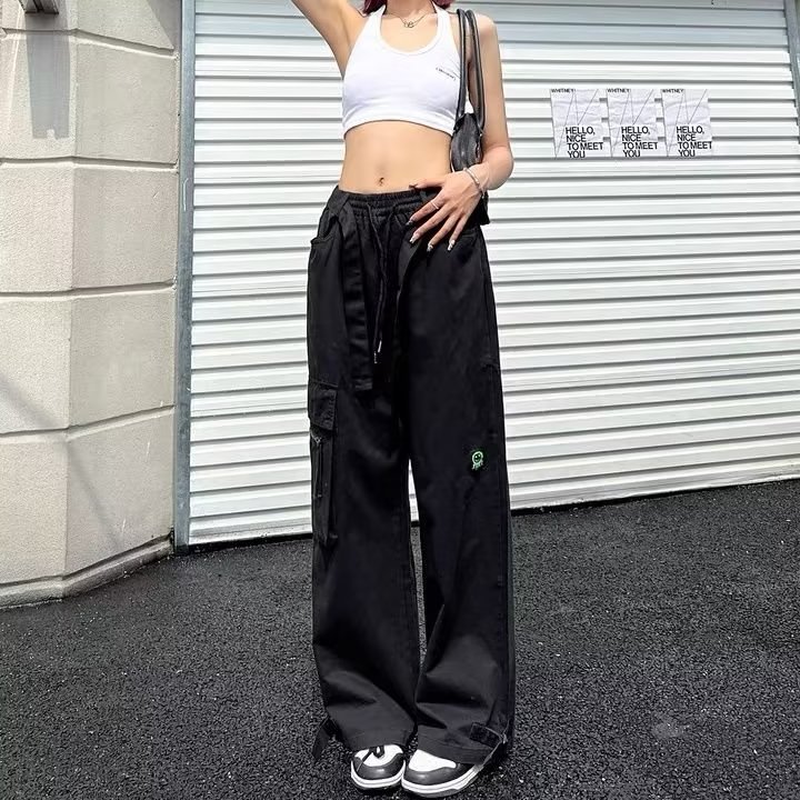 Autumn new loose trendy high street sports wide-leg pants trendy brand heavy straight overalls casual pants for men and women