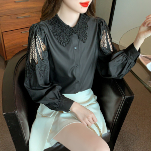 TR46301# 秋装新款小众设计刺绣镂空真丝棉衬衫宽松显瘦长袖衬衣小衫女 服装批发女装批发服饰货源