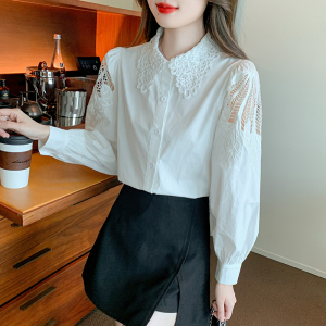 TR46301# 秋装新款小众设计刺绣镂空真丝棉衬衫宽松显瘦长袖衬衣小衫女 服装批发女装批发服饰货源
