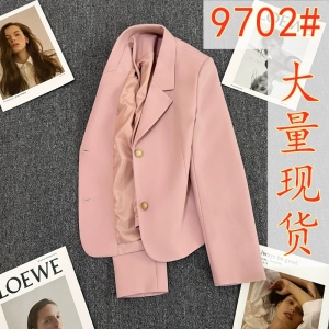 RM23019#裸粉色短款西装外套女2023年秋季新款小个子休闲潮流百搭气质西服