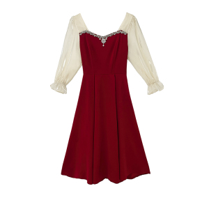 RM22828#敬酒服新娘小个子订婚裙日常平时可穿回门红色礼服女秋2023连衣裙