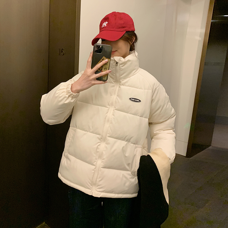 Actual shot of  Korean Dongdaemun original bread jacket for women with stand-up collar, short down jacket, autumn and winter cotton jacket