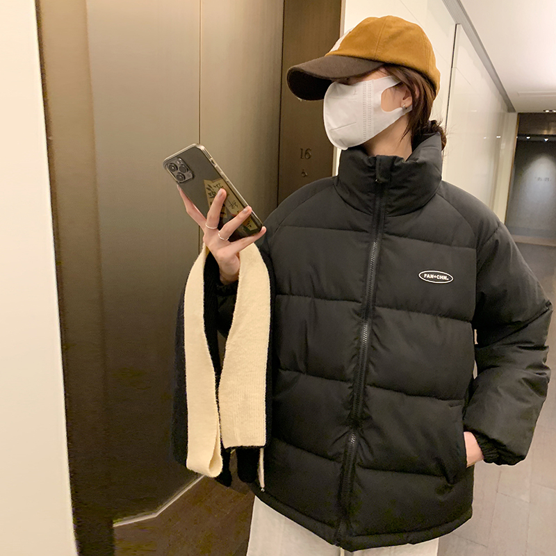 Actual shot of  Korean Dongdaemun original bread jacket for women with stand-up collar, short down jacket, autumn and winter cotton jacket