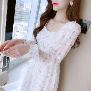 RM20988#小清新短袖显瘦气质收腰印花碎花小个子连衣裙