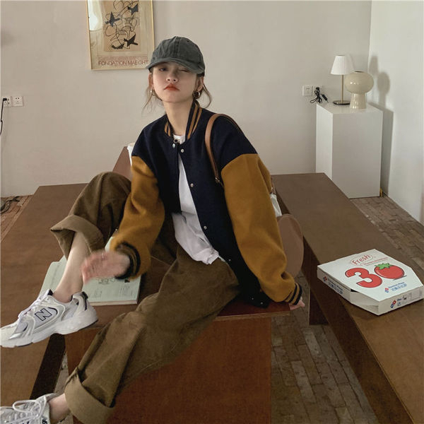 Double-screw mouth Korean version of baseball uniform women's all-match couple outfit ins trend new Harajuku wind fried street jacket jacket
