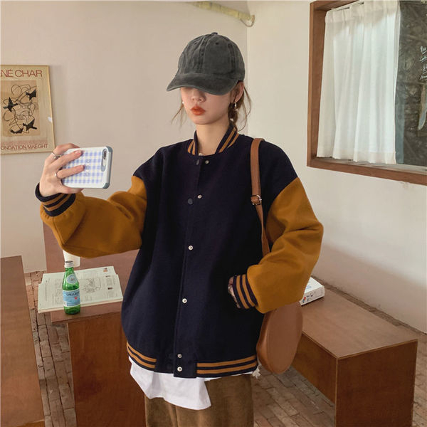 Double-screw mouth Korean version of baseball uniform women's all-match couple outfit ins trend new Harajuku wind fried street jacket jacket