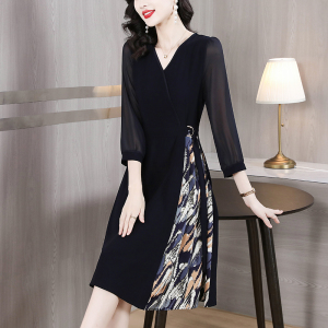 RM21579#妈妈长袖洋气连衣裙2023秋季新款中年女生气质减龄显瘦裙子