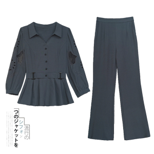 RM21380#秋装新款优雅气质高级感休闲两件套时尚高端刺绣大码女套装