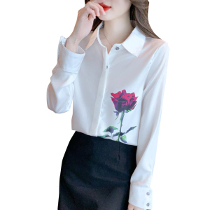 RM23767#新款玫瑰花气质韩版宽松休闲通勤衬衫上衣女