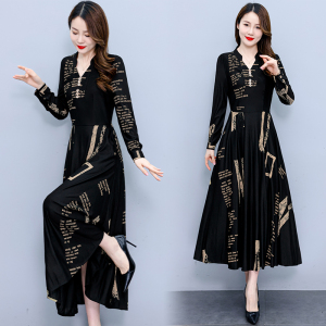 RM21685#新款韩版修身显瘦中长款女装时尚长袖连衣裙