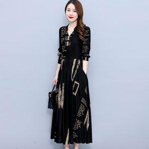 RM21685#新款韩版修身显瘦中长款女装时尚长袖连衣裙