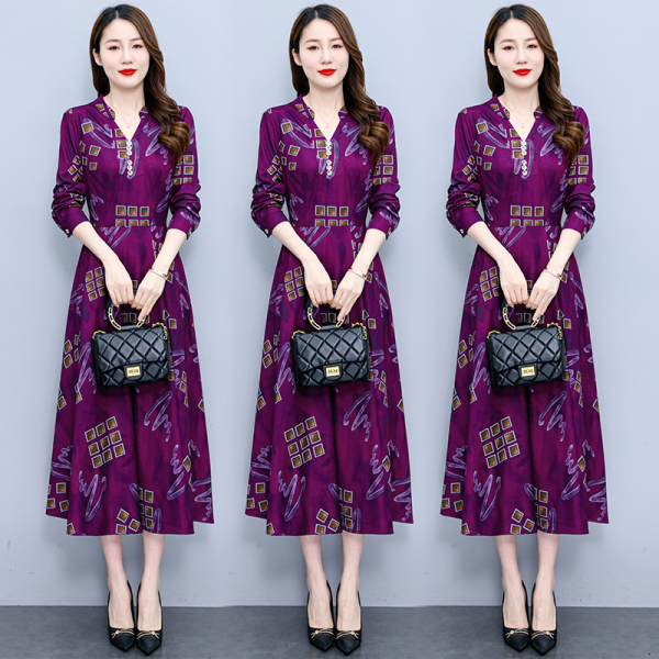 RM21419#新款韩版修身显瘦中长款女装时尚长袖连衣裙
