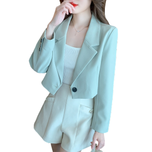 RM21553#小西装女短款外套春秋小个子休闲气质上衣设计感职业西服