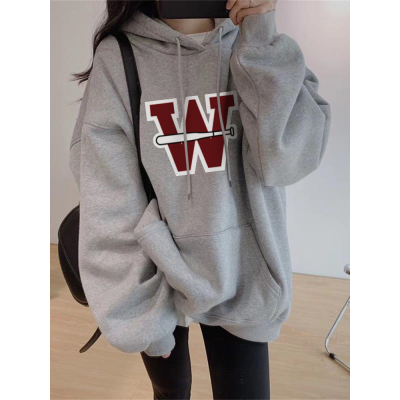 Autumn and winter velvet sweatshirt for women Korean style trendy student loose lazy style long-sleeved ins thickened top hooded jacket cec